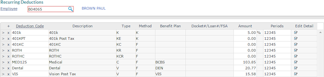 Recurring deductions form